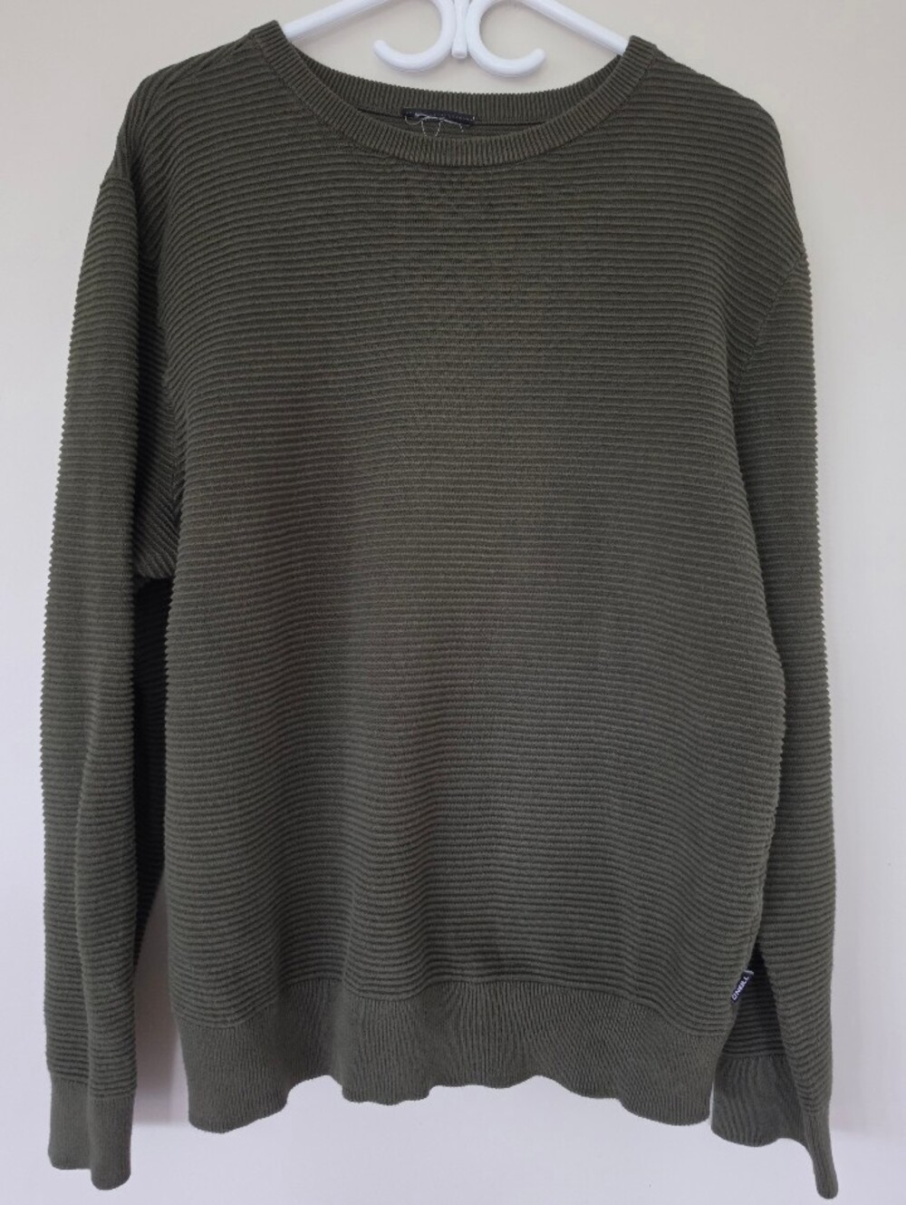 Women's O'Neill Olive Green Ribbed Crewneck Sweater. Large.